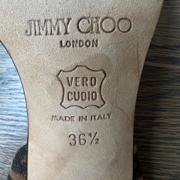 Jimmy Choo Suede Leopard Print Slingback Sandals - Picture 6 of 7